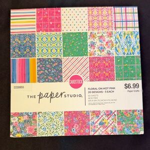 The Paper Studio Floral on Hot Pink Cardstock Pack 60 sheets 20 designs 3 each